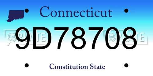 9D78708 Connecticut License Plate