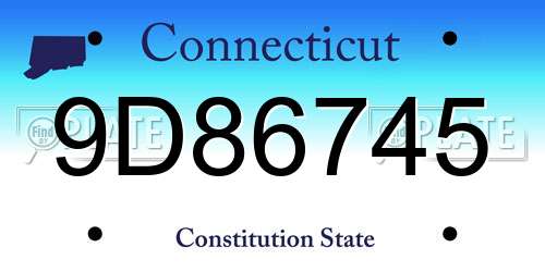 9D86745 Connecticut License Plate