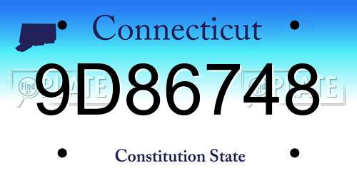 9D86748 Connecticut License Plate