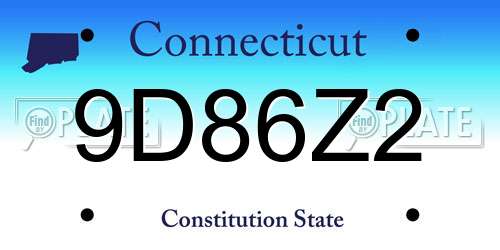 9D86Z2 Connecticut License Plate