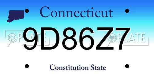 9D86Z7 Connecticut License Plate