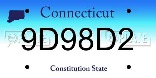 9D98D2 Connecticut License Plate