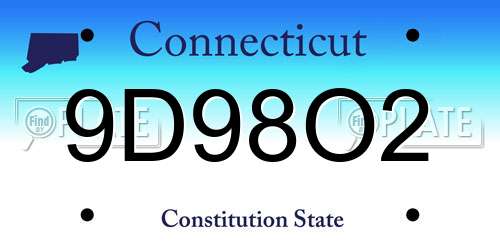 9D98O2 Connecticut License Plate