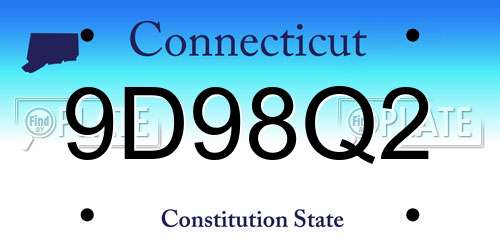 9D98Q2 Connecticut License Plate