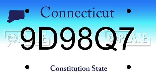 9D98Q7 Connecticut License Plate