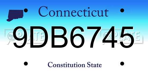 9DB6745 Connecticut License Plate