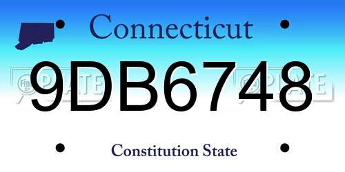9DB6748 Connecticut License Plate