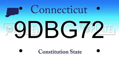 9DBG72 Connecticut License Plate
