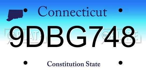 9DBG748 Connecticut License Plate