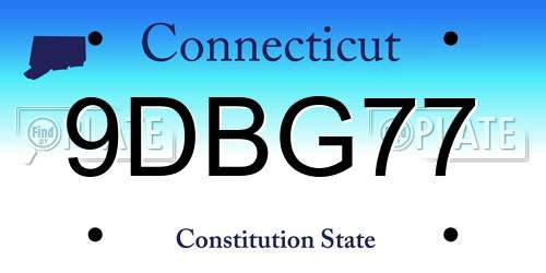 9DBG77 Connecticut License Plate