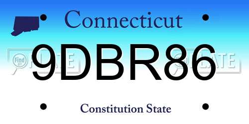 9DBR86 Connecticut License Plate