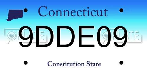 9DDE09 Connecticut License Plate