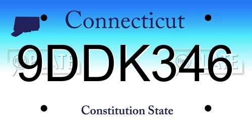 9DDK346 Connecticut License Plate