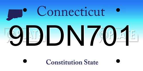 9DDN701 Connecticut License Plate
