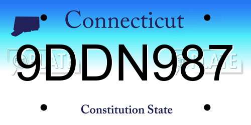 9DDN987 Connecticut License Plate