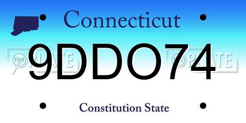 9DDO74 Connecticut License Plate