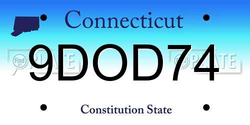 9DOD74 Connecticut License Plate