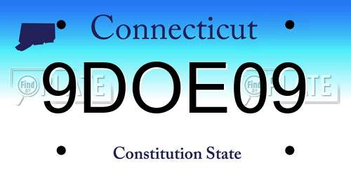 9DOE09 Connecticut License Plate