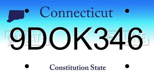 9DOK346 Connecticut License Plate