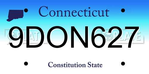 9DON627 Connecticut License Plate
