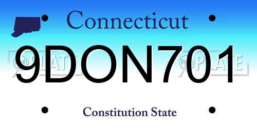 9DON701 Connecticut License Plate