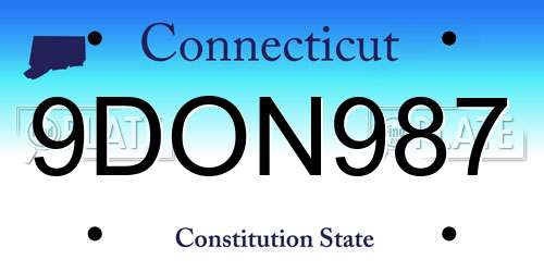 9DON987 Connecticut License Plate