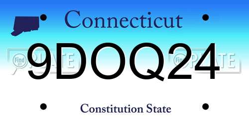 9DOQ24 Connecticut License Plate