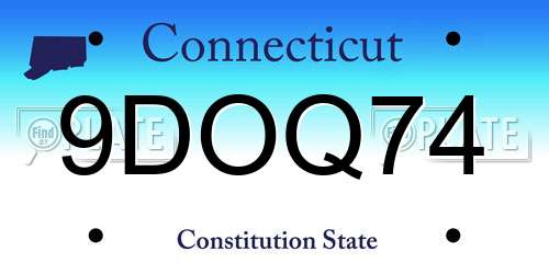 9DOQ74 Connecticut License Plate
