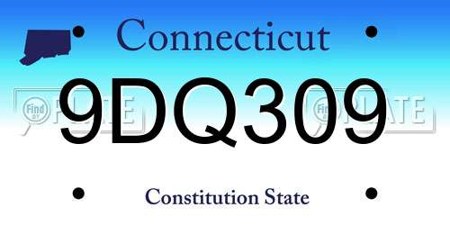 9DQ309 Connecticut License Plate