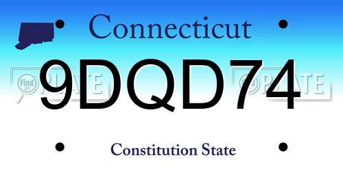 9DQD74 Connecticut License Plate