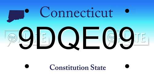 9DQE09 Connecticut License Plate