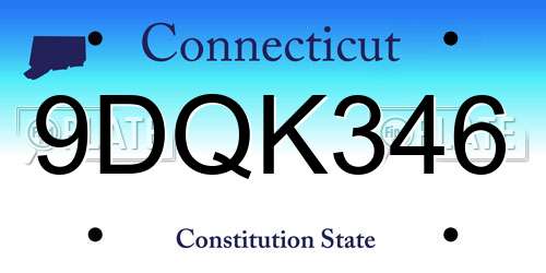 9DQK346 Connecticut License Plate