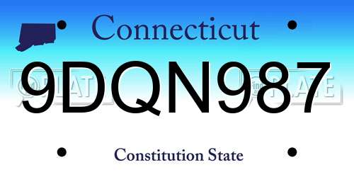 9DQN987 Connecticut License Plate