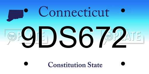 9DS672 Connecticut License Plate