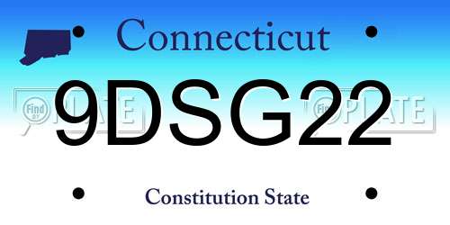 9DSG22 Connecticut License Plate