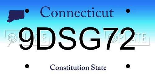 9DSG72 Connecticut License Plate