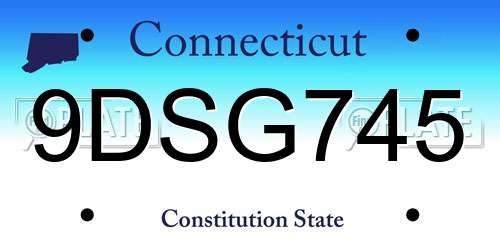 9DSG745 Connecticut License Plate