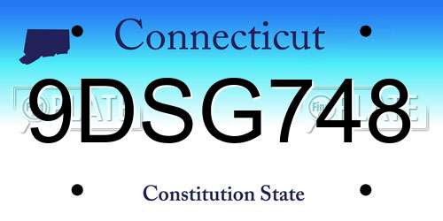 9DSG748 Connecticut License Plate
