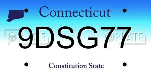 9DSG77 Connecticut License Plate