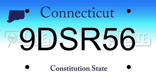 9DSR56 Connecticut License Plate
