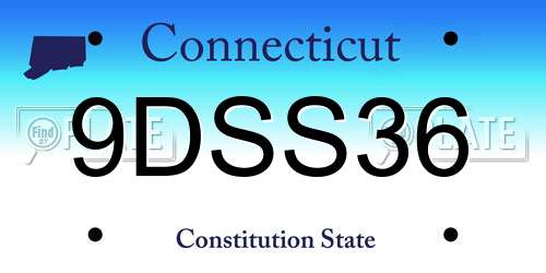 9DSS36 Connecticut License Plate