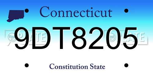 9DT8205 Connecticut License Plate