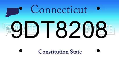9DT8208 Connecticut License Plate