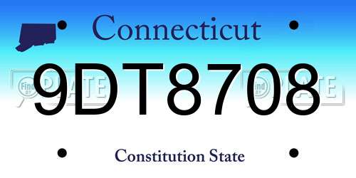 9DT8708 Connecticut License Plate