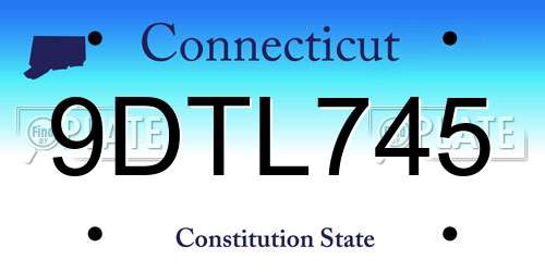 9DTL745 Connecticut License Plate