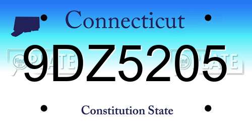 9DZ5205 Connecticut License Plate
