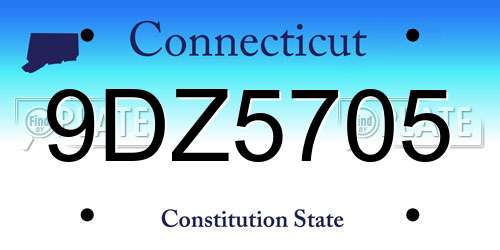 9DZ5705 Connecticut License Plate