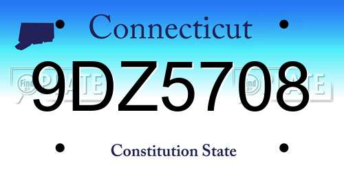 9DZ5708 Connecticut License Plate