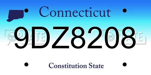9DZ8208 Connecticut License Plate