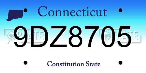 9DZ8705 Connecticut License Plate